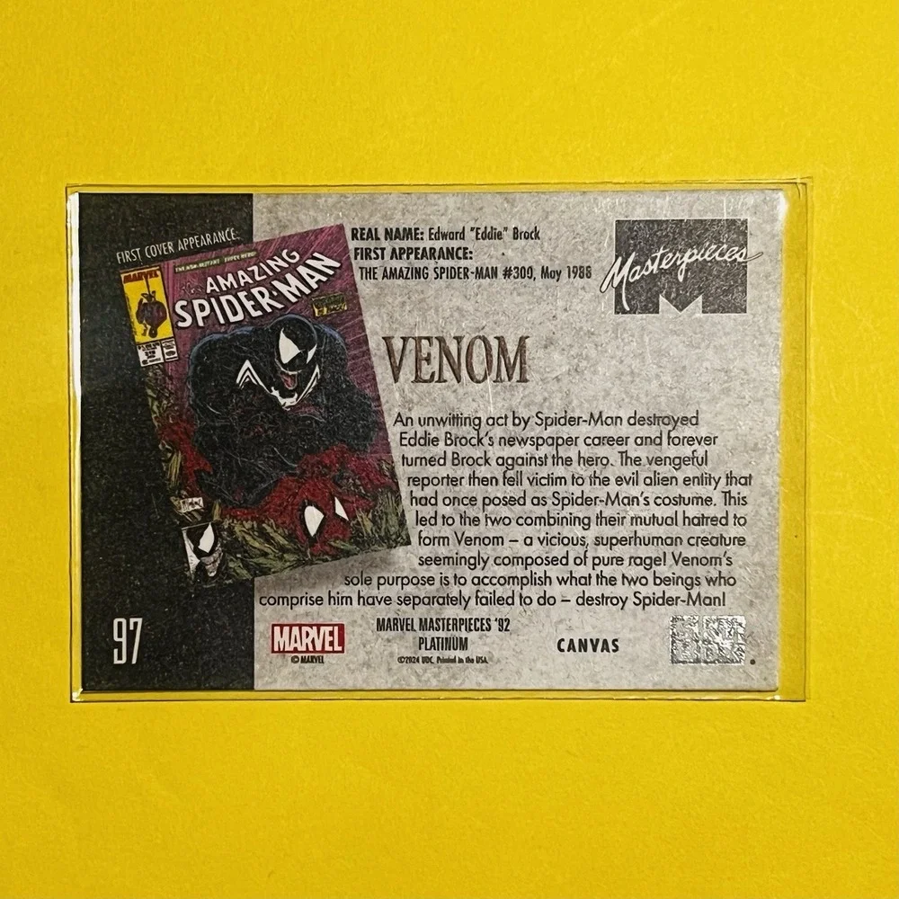 2024 Upper Deck Marvel Masterpieces '92 Platinum Venom Canvas #97‎ Card